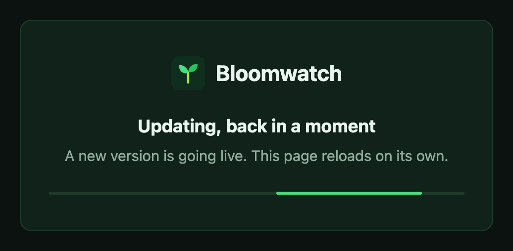 Old maintenance card: sprout tile and Bloomwatch